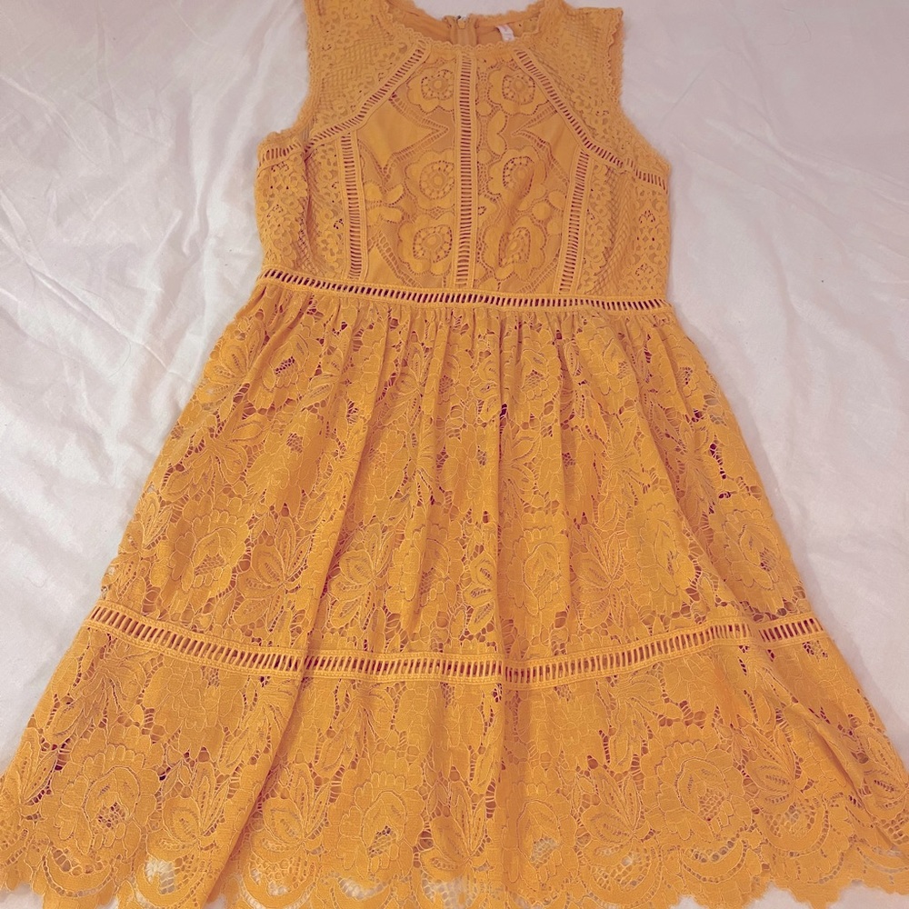 Xhilaration Yellow Lace Dress Size M